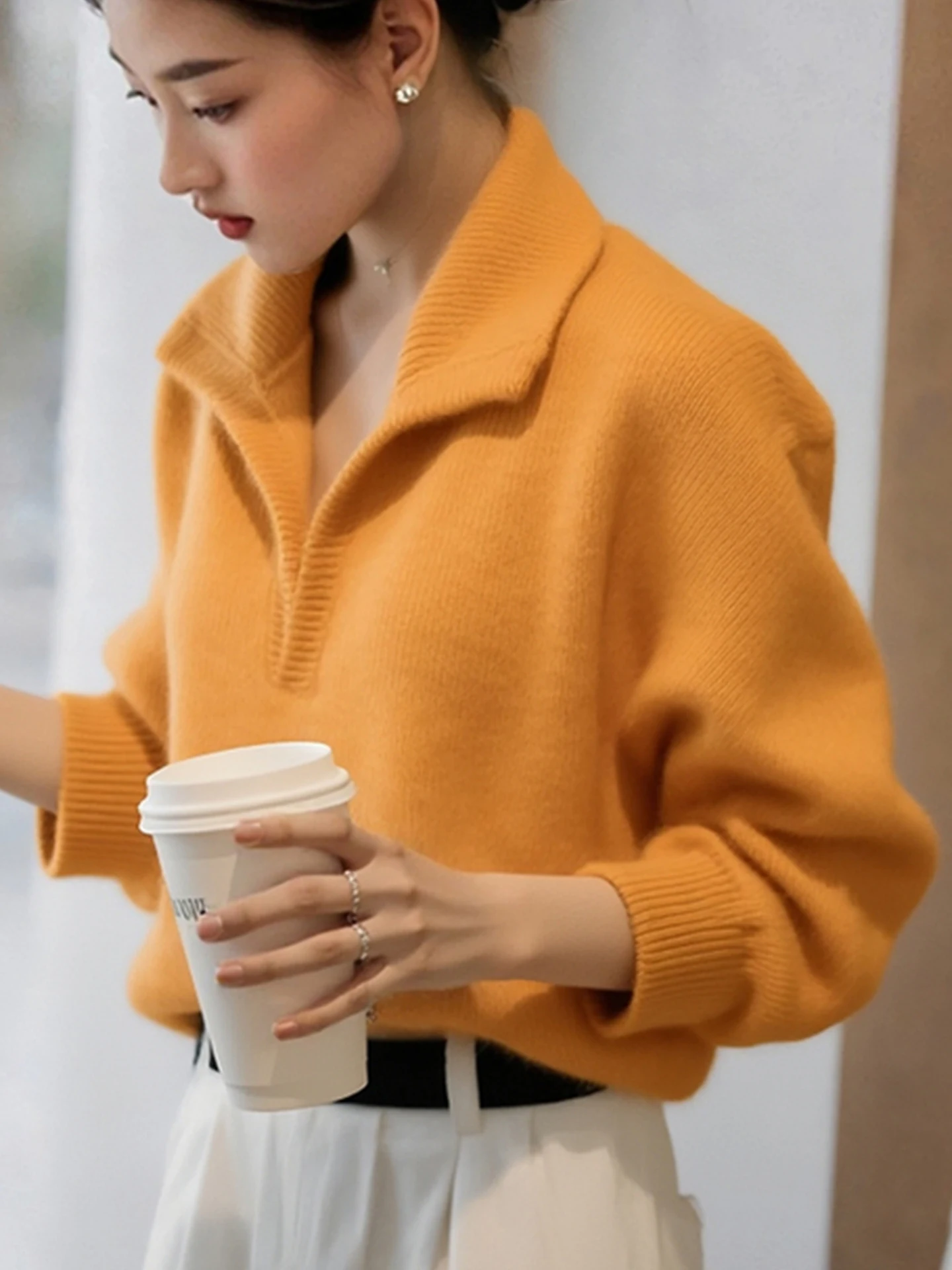 Ele Long Sve Camere Prendas de punto Top suave y cómodo para una apariencia más joven Faion de invierno Ajuste suelto coreano