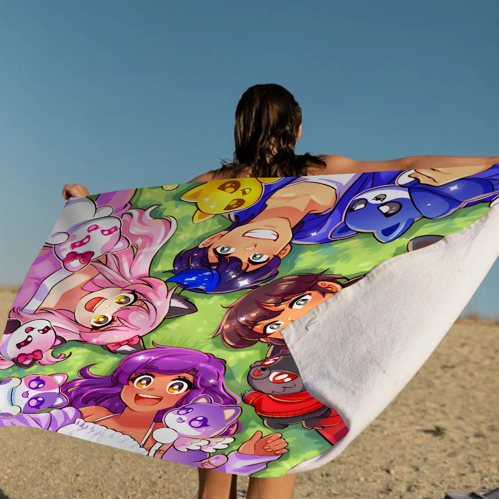 Cute Aphmau with Wings Bath Towel Microfiber Soft Water Absorbing Breathable For Girl Kids Decorative Cartoon Beach Towel