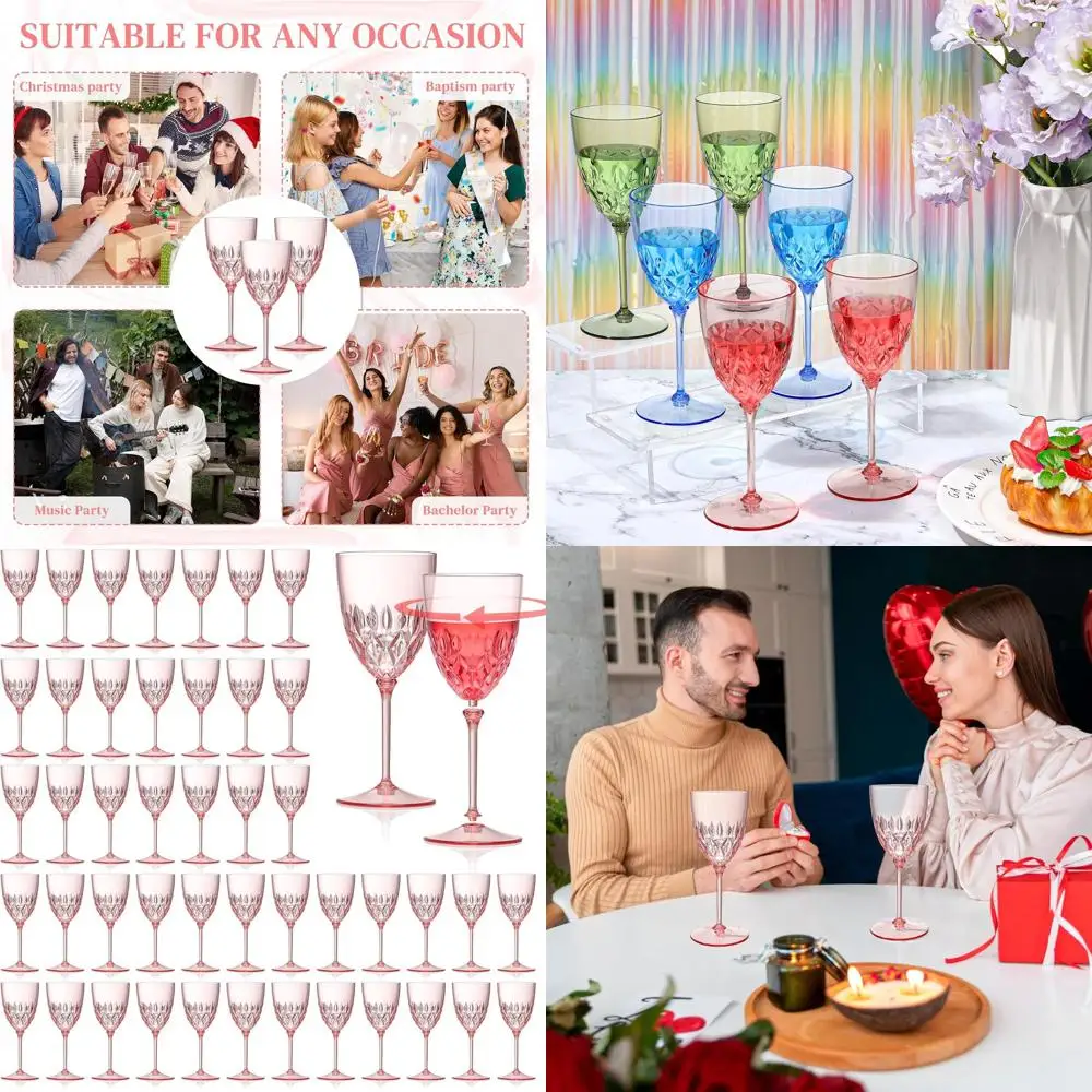 

Набор из 48 розовых пластиковых бокалов для вина (7,4 унции) – Разборная посуда для свадеб, вечеринок и мероприятий