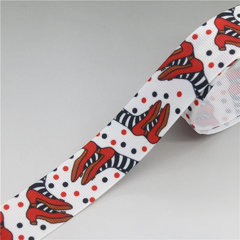 DUWES 50yards Shoe Printed Grosgrain Ribbon Accessory Hairbow Headwear Decoration DIY Wholesale OEM D1647