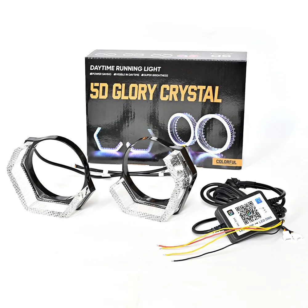 

RGB LED Projector Lens Angel Eyes for Cars, Acrylic Material with Angel Eyes, Water Flow Effect, 3000k 6000k, Turn Signal Lights