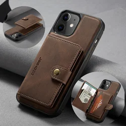 Detachable Card Slot Phone Case for iPhone 16 15 14 Pro Max 12 Mini 13 11 XR XS 7 8Plus Se 2022 Flip Leather Magnet Wallet Cover