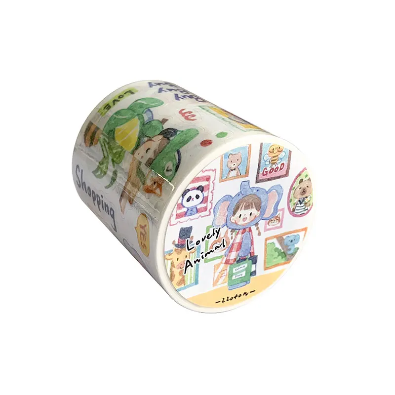 ZZOTON Animal Life Washi Die-Cut ملصق مجلة يومية
