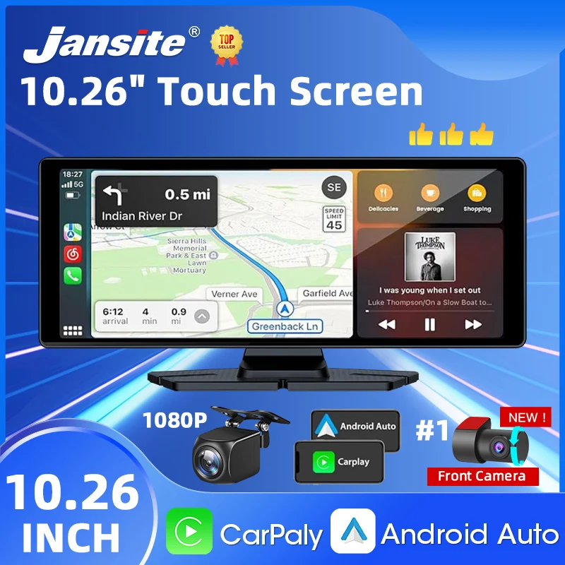 10.26'' Dash Cam 2.5K Car Mirror Video Player Wireless Carplay Android Auto GPS Car Monitor Multimedia Rearview Camera Dashboard