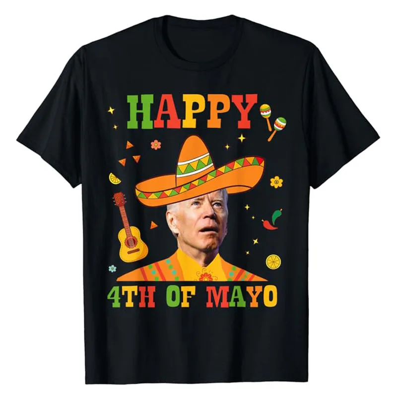 

Happy 4Th of Mayo Funny Joe Biden Confused Cinco De Mayo T-Shirt 2024 Election Campaign Tee Tops Humorous Holiday Clothes Gifts