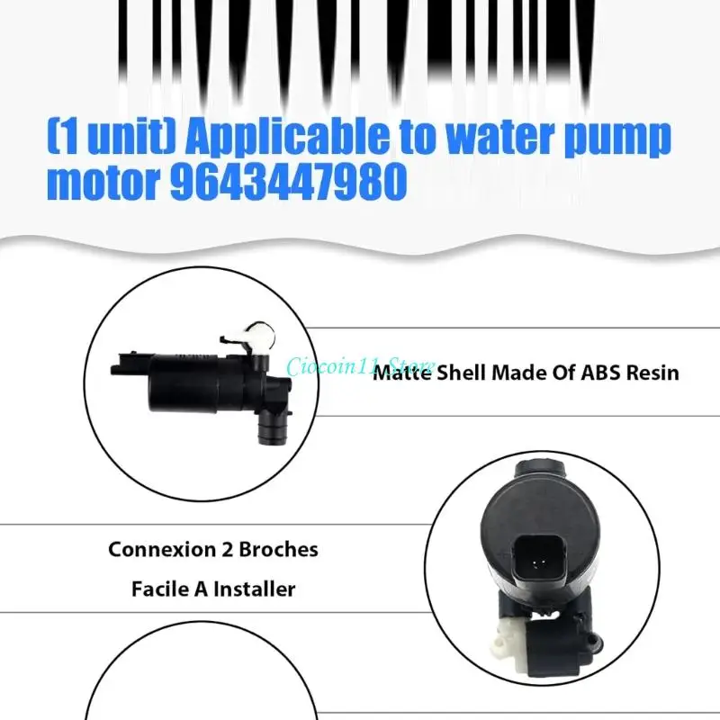 Y1UB Weather Resistance Windshield Cleaning Motor Providing Strong Water Jet For 106 207 208 307 Clear Visibility During Rain or