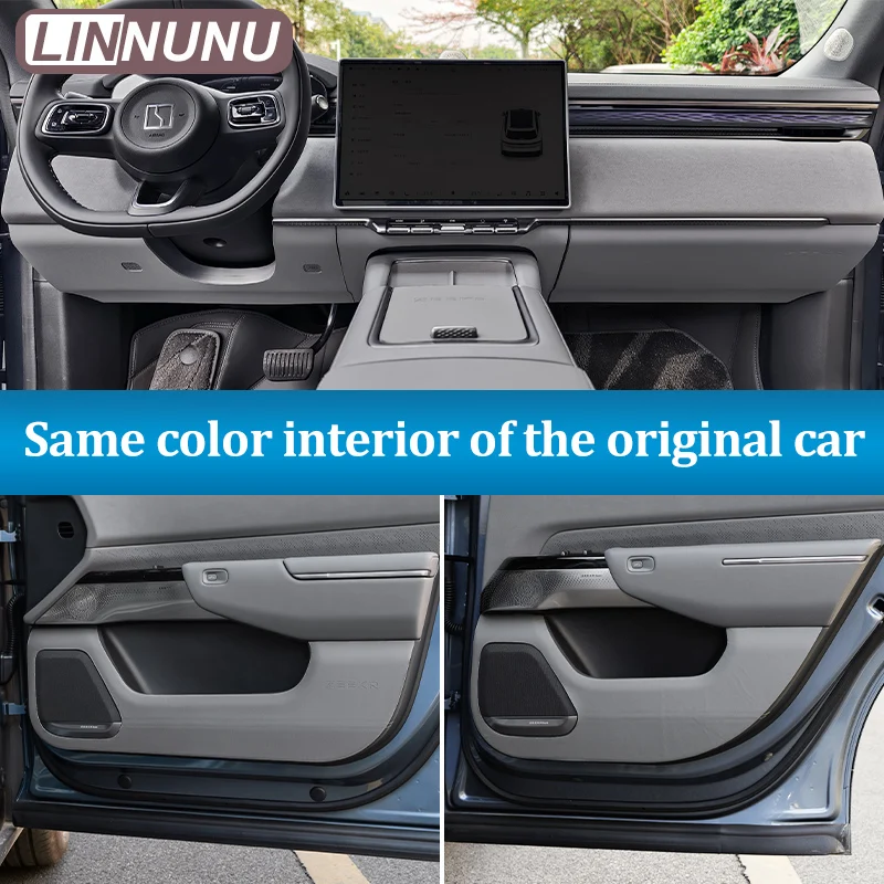 LINNUNU For ZEEKR 7X Leather Car Door Anti-kick Pad Front Rear Door Protective Pad Interior Special Car Modification Accessories