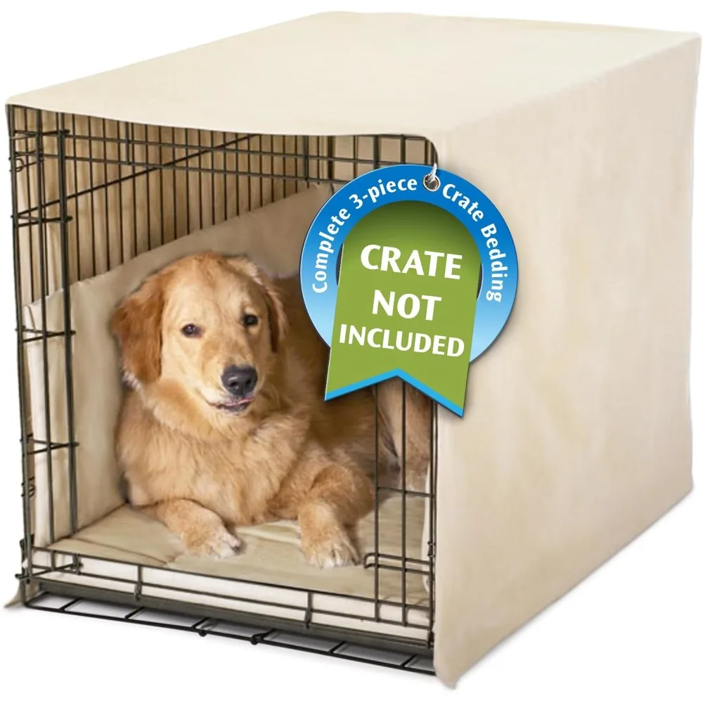 te Cover Set - Small to Extra Large Dog Crate Cover Sets Include Dog Kennel Cover, Dog  Pad, and Crate Bumper