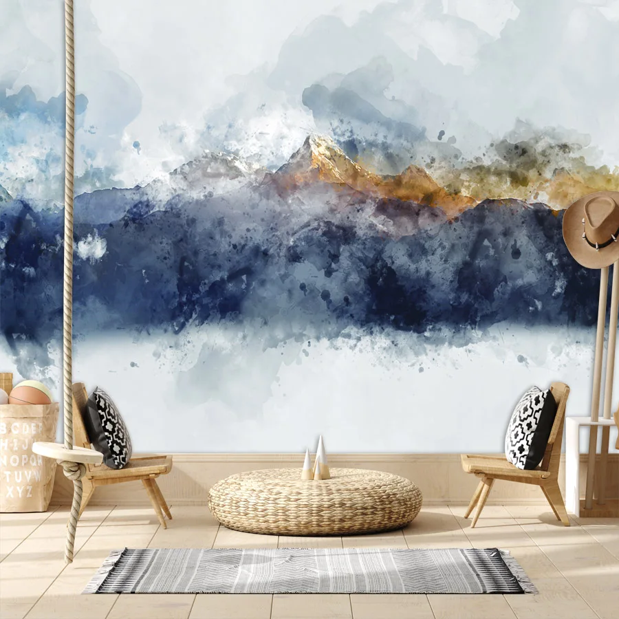 

Custom Peel and Stick Accept Abstract Watercolor Mountain TV Wallpapers for Living Room Wall Papers Home Decor Mural Roll Print