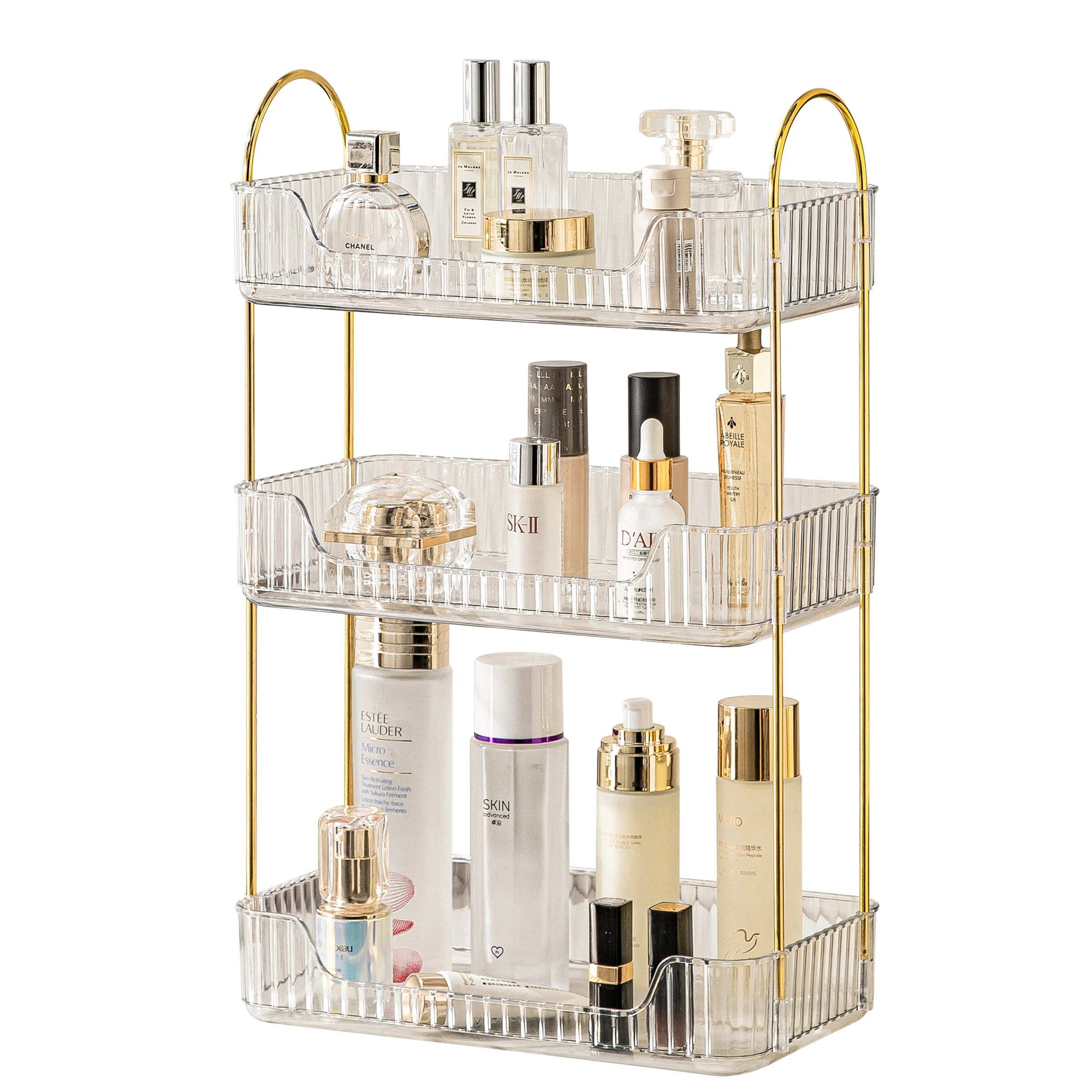 Bathroom Corner Storage Organizer Shelf Home Makeup Skincare Shampoo Lipstick Tabletop Holder Cosmetic Desk Kitchen Rack