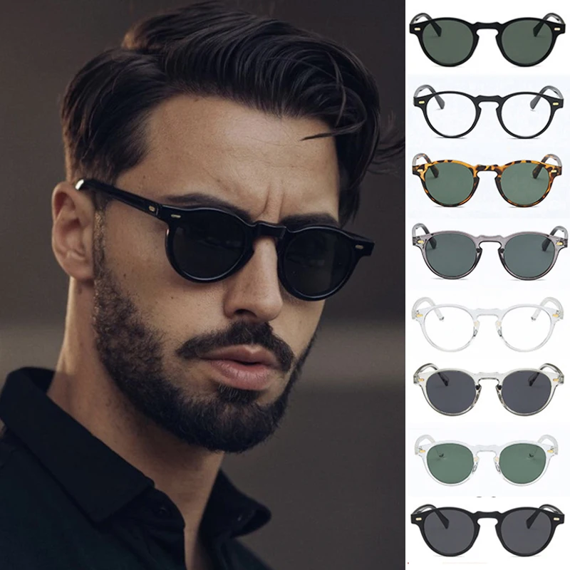 2024 Round Cat Eye Retro Men Sunglasses Fashion Women Brand Designer Driving Sunglasses Men and Women Glasses Oculos De Sol