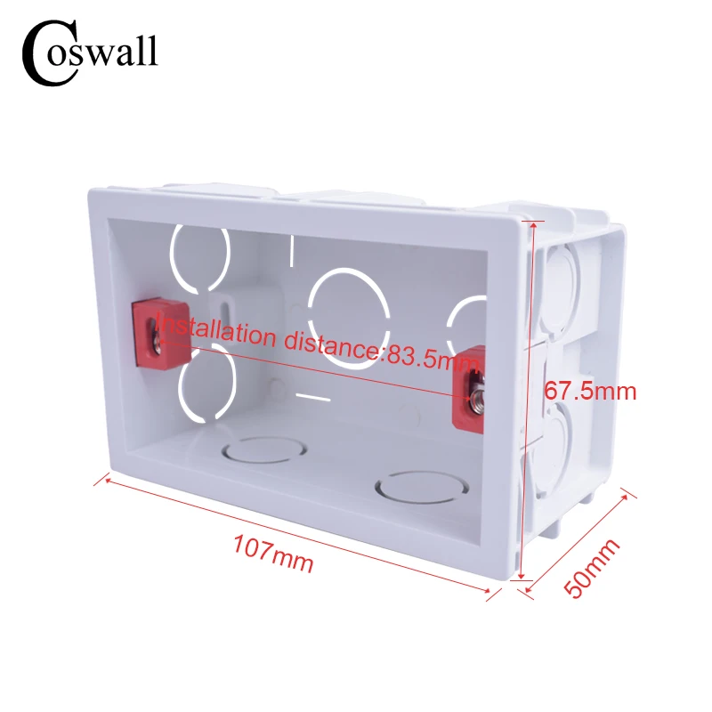 COSWALL Super jakość 107/144/186MM * 67.5MM wewnętrzna skrzynka montażowa tylna kaseta do przełączników i gniazd ściennych 118/154/197 MM * 72MM