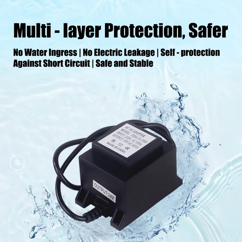 Waterproof Isolated Transformer (AC220V to 24V/12V) for Small Low-Frequency In-Ground Lights and Underwater Lights