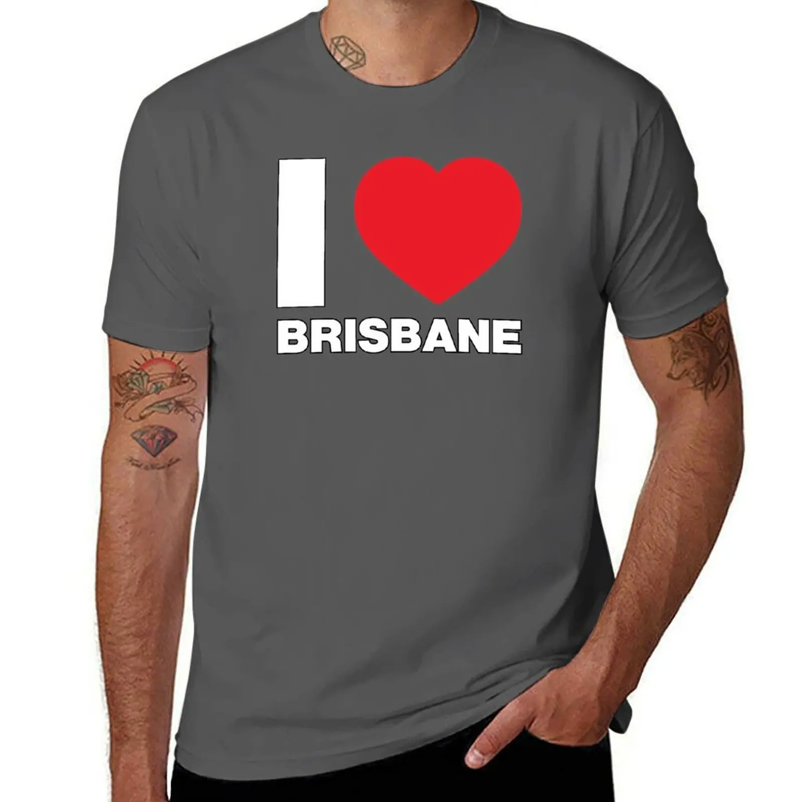 

I Love Brisbane, Australia T-Shirt cotton t shirts man 100% essential t shirt T-Shirt