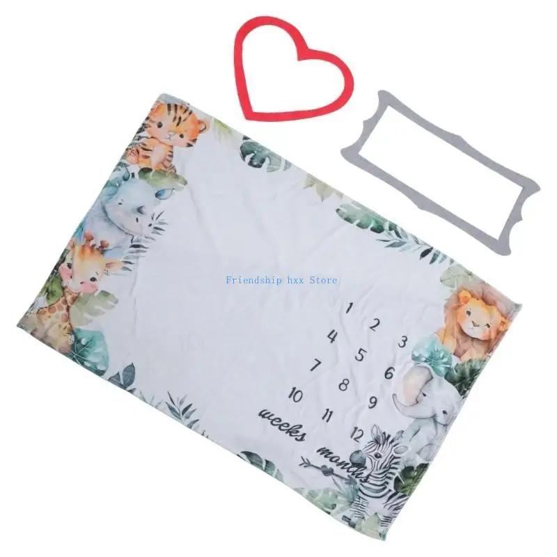 بطانية F1CB Baby Milestones لحديثي الولادة، منشفة ملفوفة، خلفية تصوير فوتوغرافي، سجل نمو الطفل بنمط فريد #2