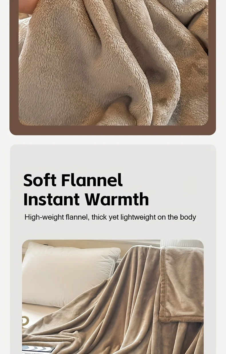 Solid Color Soft Flannel Sofa Throw Blanket Cozy Multi-Purpose Plush Blankets for Bed Travel Office Nap Single Double Bed Sheet