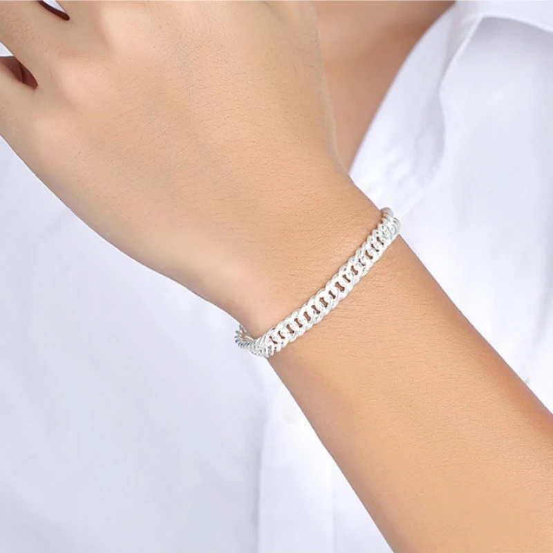 TJP Top Quality Silver 925 Men Bracelets Jewelry Charm Silver Link Chain Bracelet For Boy Accessories Fashion Valentine\'s Day