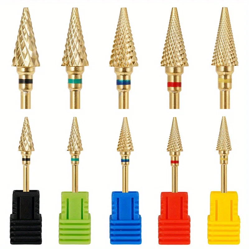 1Pcs/Box Nail Gold Carbide Nail Drill Bit Tapered Milling Cutter for Manicure Remove Gel Acrylics Tool Nail Drill Accessories