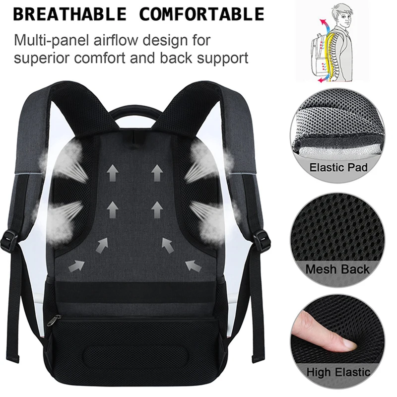 Mochila de viaje para hombre, Mochila multifuncional para ordenador portátil de 17 pulgadas con USB, bolsa de negocios Oxford, Mochila impermeable para exteriores