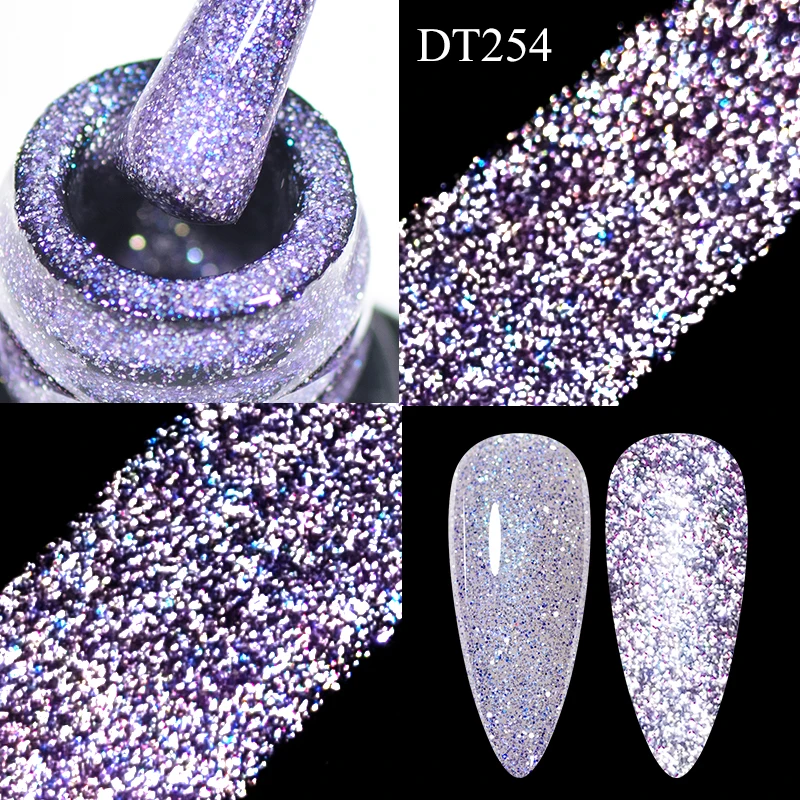 Ontmoet Over 7Ml Reflecterende Pailletten Nagelgellak Nude Paarse Glitter Semi-Permanente Uv-Doe-Het-Zelfkunstgellak Voor Manicure