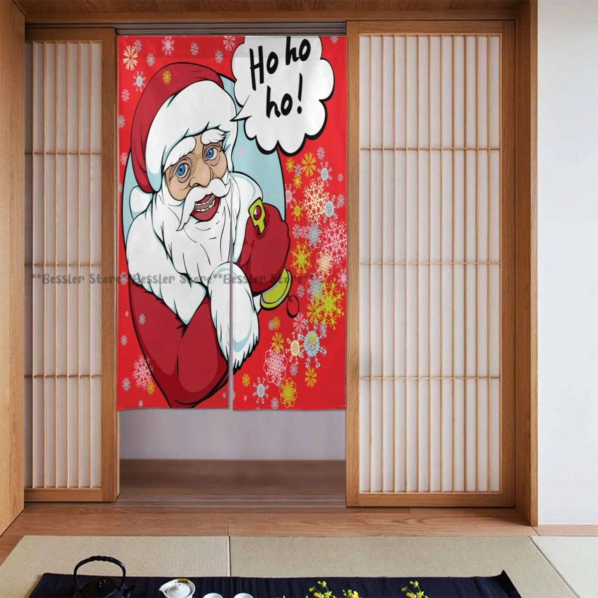 Door Curtains Santa Claus Pop Art Red Room Partitions Home Deocration