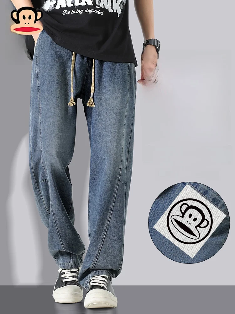 

Мужские свободные джинсы с широкими штанинами в американском ретро-стиле, повседневные брюки, весенние модные прямые джинсы от известного бренда