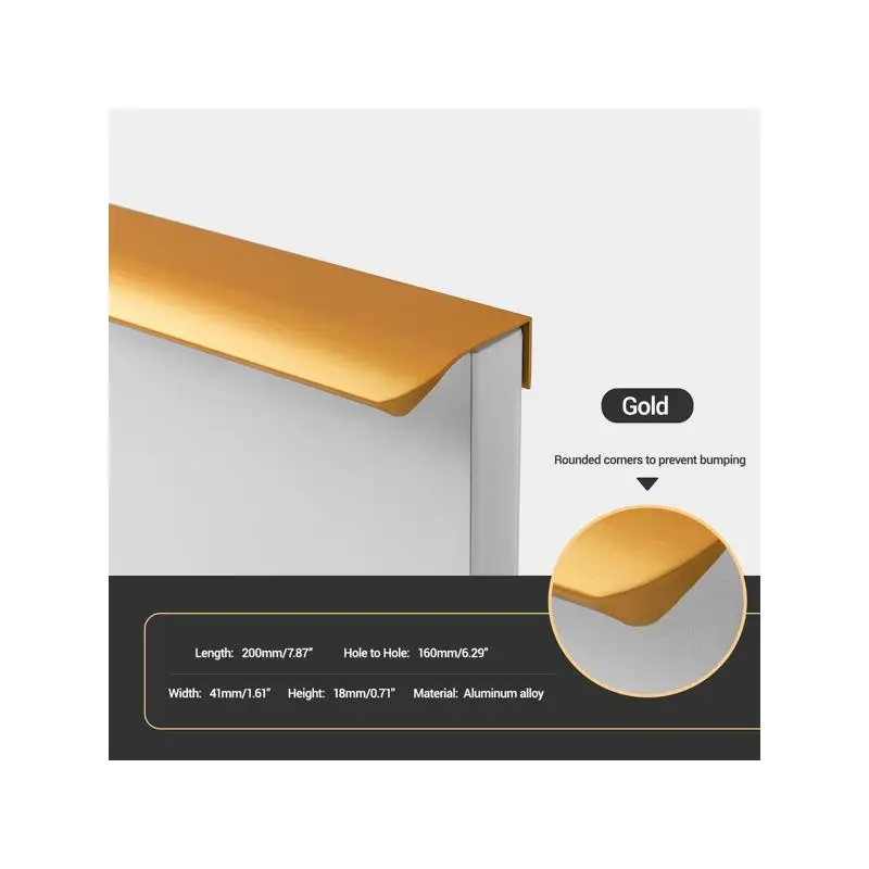 200MM Hidden Cabinet Handles Alloy Kitchen Cupboard Drawer Pulls Knobs Hardware