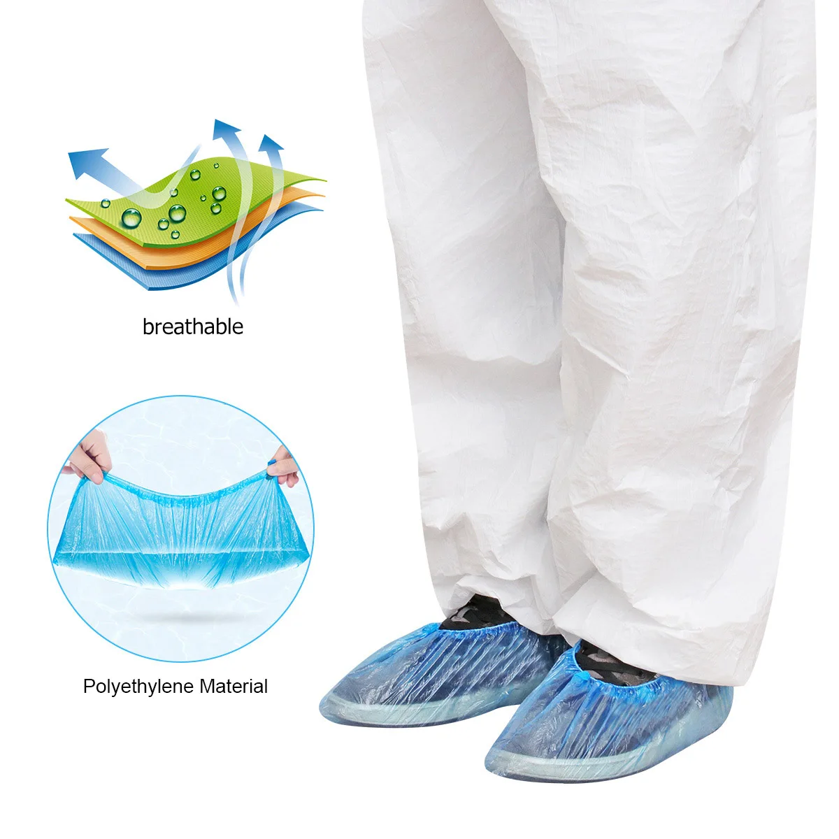 

100 Pcs Disposable Shoe Covers Blue Polyethylene 33x16cm Non Slip Dust Proof Home Hotel Office Car Carpet Cleaning
