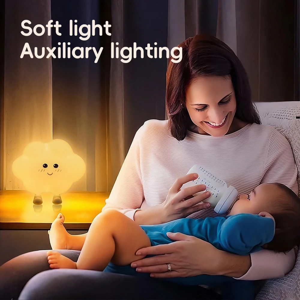 Novelty LED Star Cloud Silicone Night Light Nursery Sleeping Wall Lamp Rechargable Beside Lamp For Baby Bedroom Decor image 5