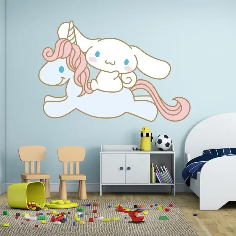 Sanrio-pegatina impermeable diy Cinnamoroll, animación periférica Kawaii, pintura decorativa, pegatina de pared autoadhesiva, regalo para niños