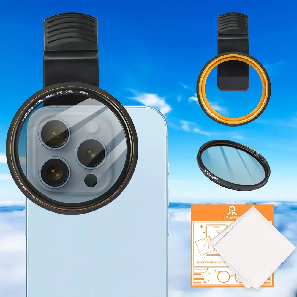 

Lens 52MM CPL Filter Circular with Universal Clip Portable Professional Phone Polarizer Wide Angle Camera Black Accessories