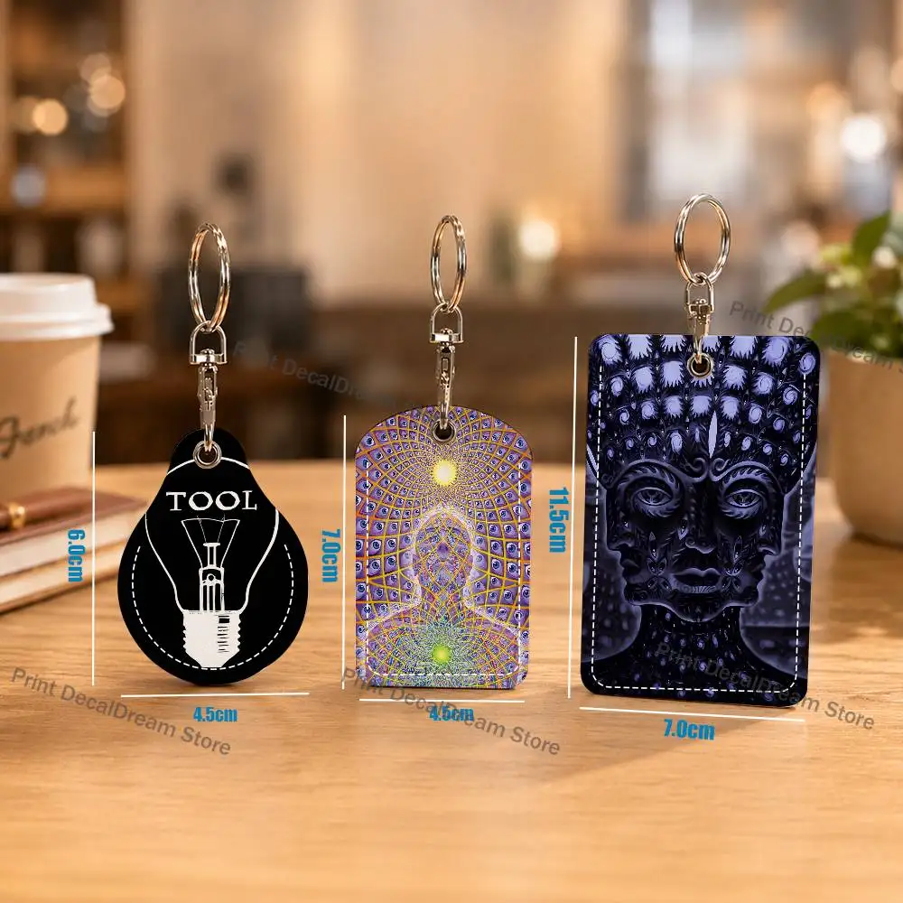 

T-Tool band Leather Card Holder Keychain Key Ring Door Lock Access Tags ID Card Case Access Card Air Tag Case Keychain