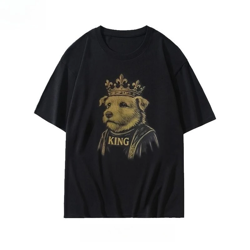 

2025 New Fashion Dog King Xiasi Dog T-Shirt Charlie King Short Sleeve Cotton Dog Animal Round Neck Short Sleeve