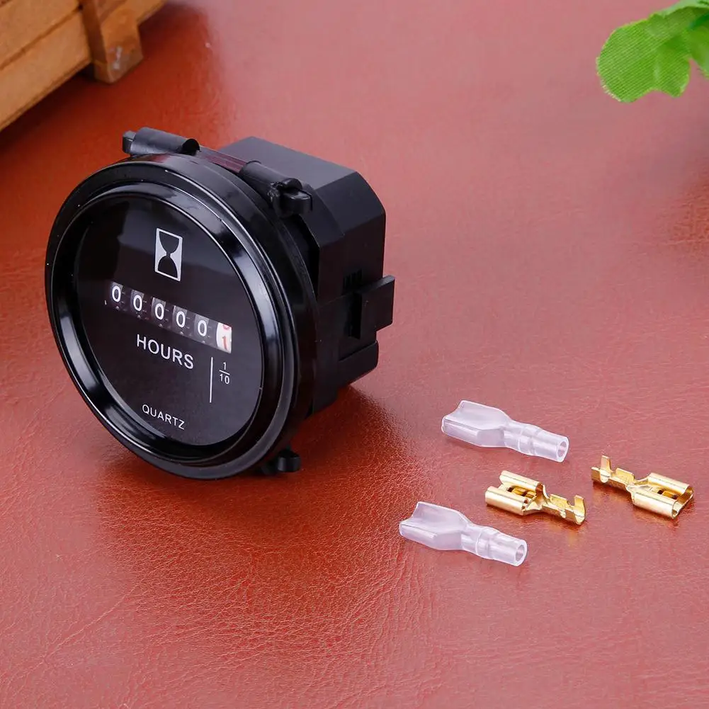 

Engine Hour Meter Time Counter 6V-80V Waterproof Quartz Timer Hour Meter 2" Round Waterproof Gauge For Car Marine Boat Engine