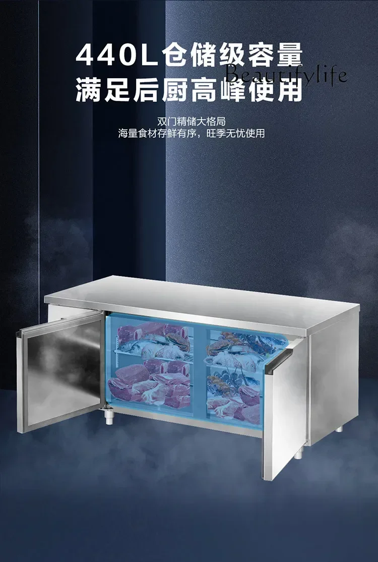 1.5 M Refrigerated Table Freezer Horizontal Kitchen Industrial Refrigerator 1.8 M Fresh-Keeping Cabinet Freezer