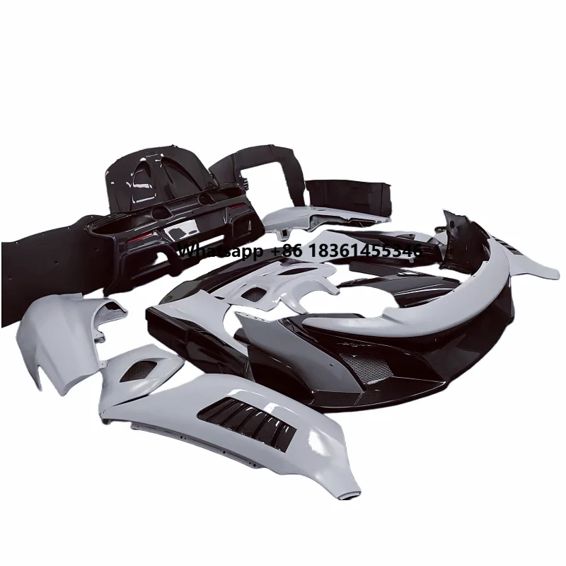 For 650S Retrofit Upgrade 675LT Style Dry Carbon Fiber Front Bumper Rear Bumper Fender Rear Spoiler Body Kit