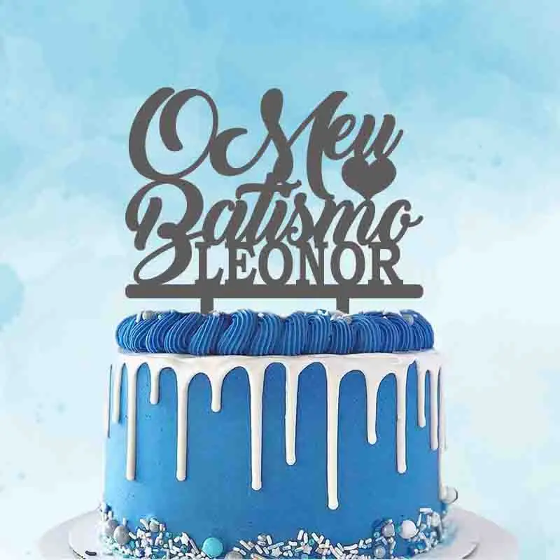 

Custom Name Portuguese O Meu Batismo For Kids Baptism Party Cake Decoration Topper YC391