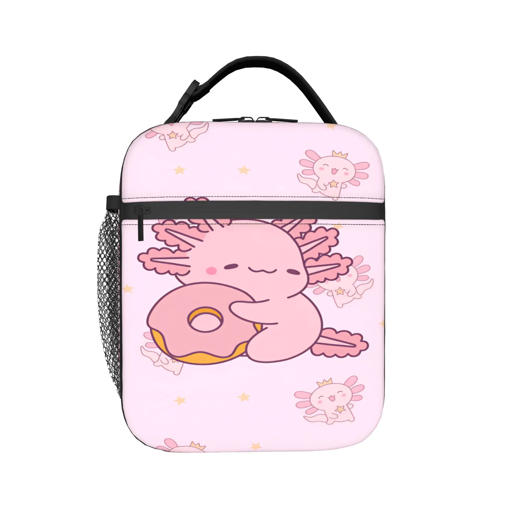 

Cute Axolotl Lunch Bag For Girls Custom Lunch Box Funny School Cooler Bag Convenient Oxford Thermal Lunch Bags