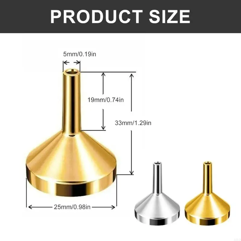920L 10Pcs Small Metal Funnel Gold Silver Mini Funnel with 2pcs Mini Pipette Universal Funnel for Filling Small Mini Bottles
