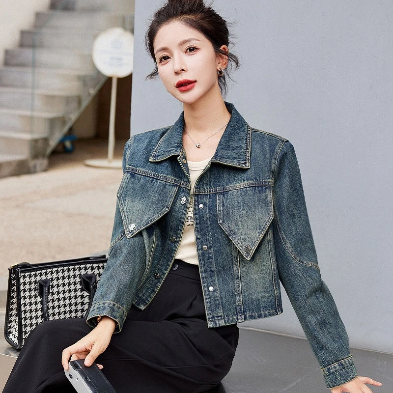 

Women's Retro Cowboy Short 2025 Spring Autumn New Arrival Trendy Casual Stylish Denim ( Fit)