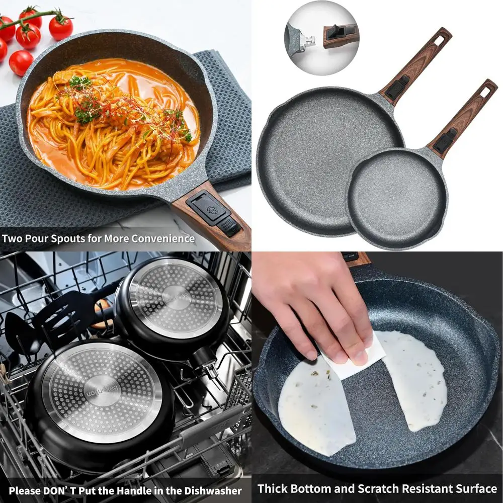 

10 & 12.5 Smart Nonstick Frying Pan Set - Removable Handles, Cast Aluminum, Anti-Scratch, Multi-Stovetop & Oven Safe