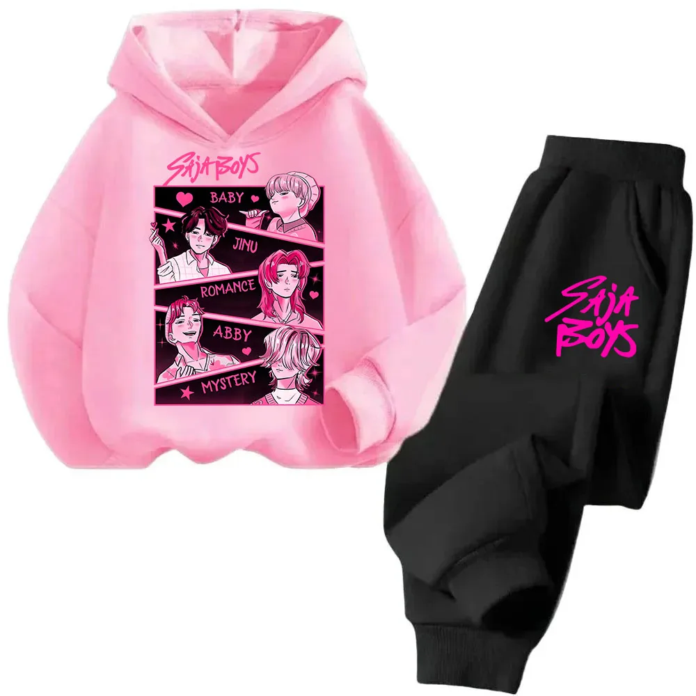 طقم سويت شيرت قطني جديد للأطفال موديل 2025 مطبوع عليه موجة كورية شيطان هنتر مطبوع على الموضة غير رسمية للأولاد والبنات برسوم كارتونية #2