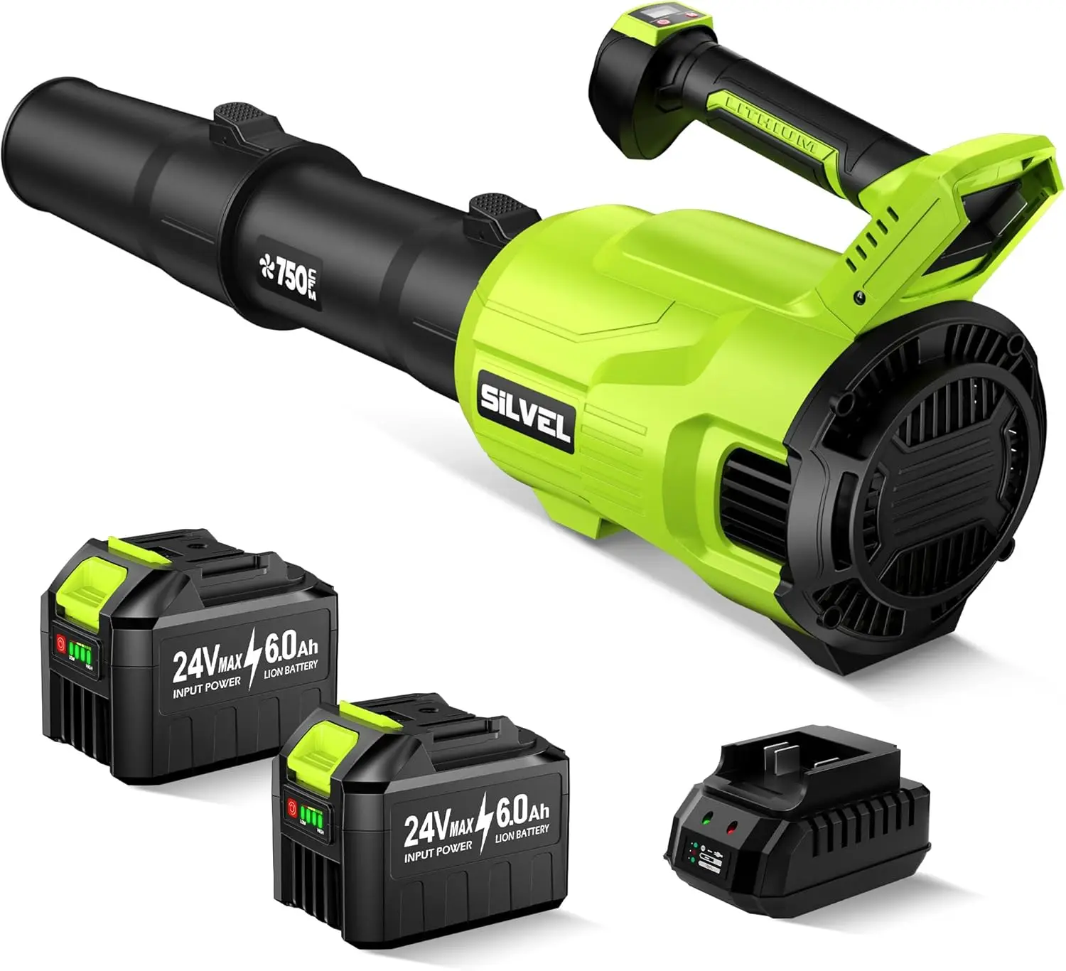 

Cordless Leaf Blower 750CFM 250MPH with 2x6.0Ah Batteries & Fast Charger, LCD Screen, Variable Speeds for Lawn & Patio
