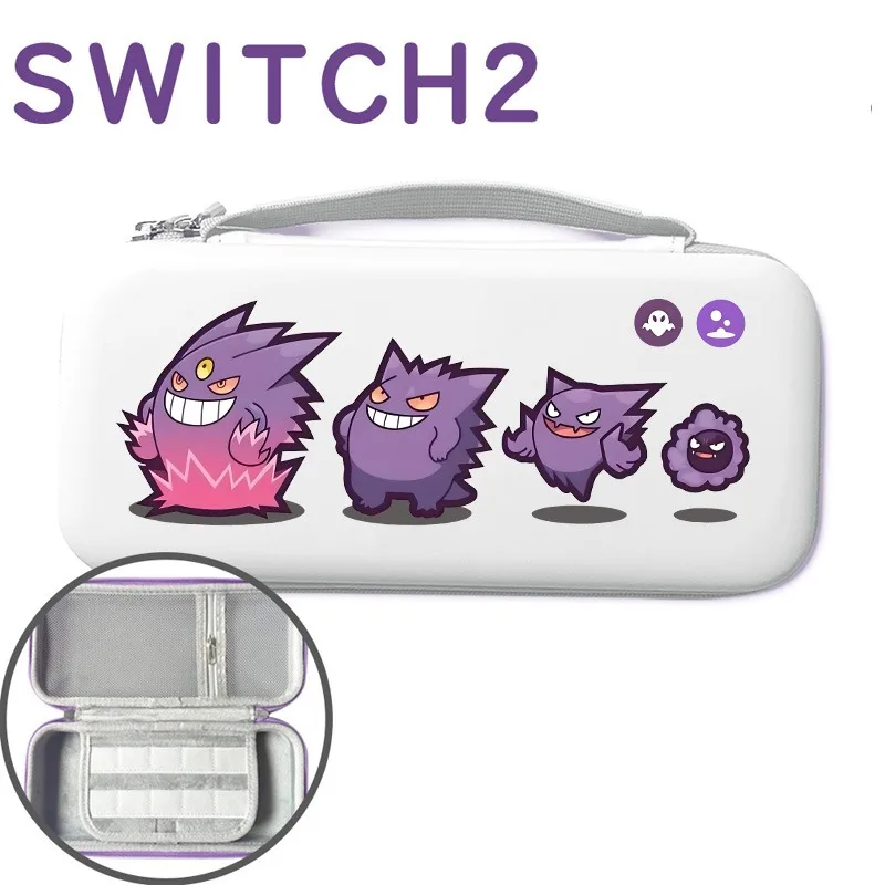 Портативный чехол Pokemon Gengar для Switch 2, дорожная сумка, жесткий корпус, аксессуары NS, защитный чехол с 10 игровыми картриджами