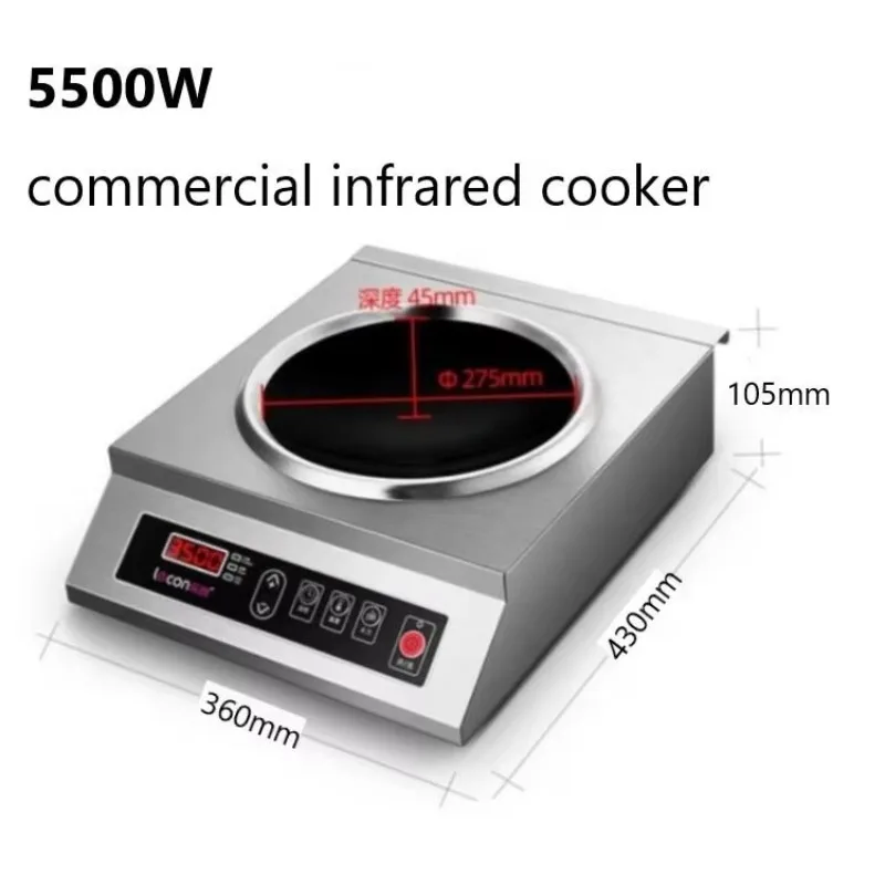 3500W Electric Induction Cooker Single Burner Stainless Steel Touch Control Multi-function Commercial Cooktop