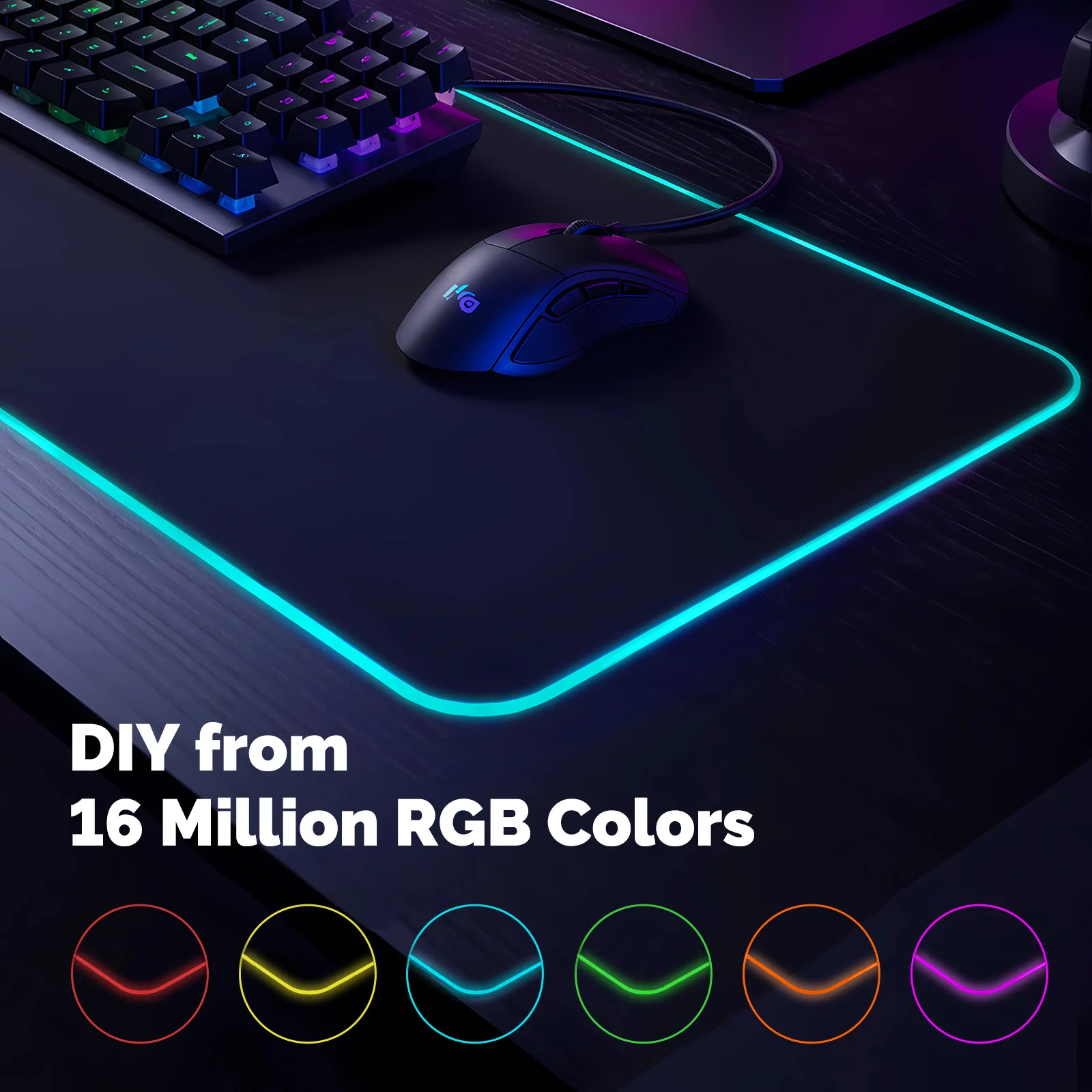 RGBIC Gaming Mouse Pad, WiFi Smart APP Control 16 Million Colors LED Desk Mat, Waterproof for PC Computer Game