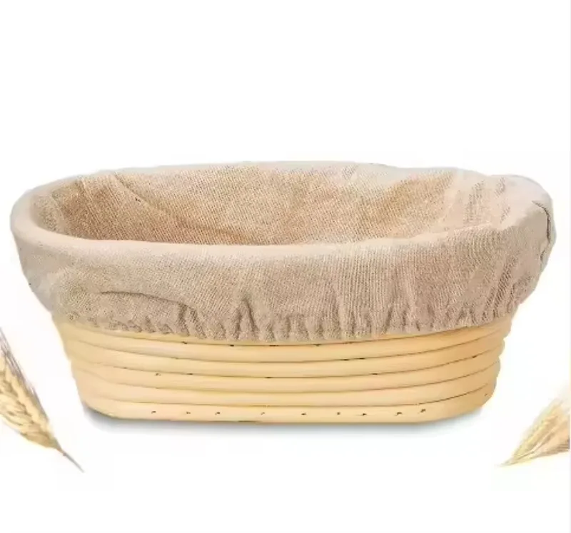 Eco-friendly handmade oval yeast bread fermented rattan storage basket set with lining