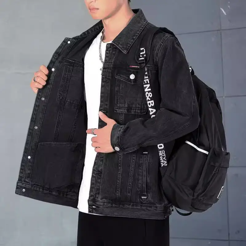 Wear-Resistant Men's Denim Jaet for Work And Office Use Spring Autumn Construction Site Labor Protection Loose Fit Long Sve