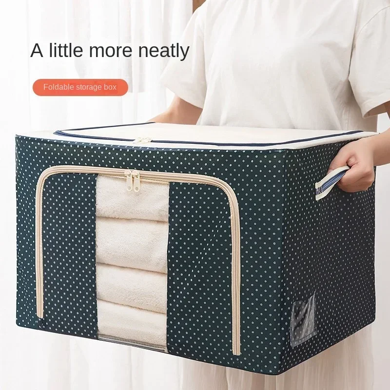 

Oxford Cloth Storage Box Visual Single Transparent Window Clothes Quilt Sorting Box Foldable Storage Baina Box