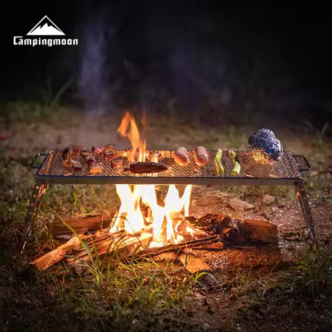 MS-1019 stainless steel extended windproof stove rack spare parts barbecue mesh rectangular grid barbecue mesh grilled fish mesh